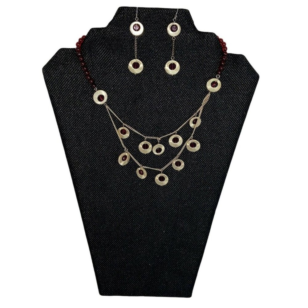 Vintage Red Beads Enameled Gold Tone Accents Charm